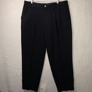 Ping Mens Black Pleated Golf Pants 40x32.5 Rayon Blend Cuffed